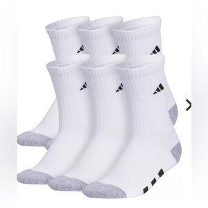 NWT 6 pairs of White Adidas Youth crew socks, size M 2Y-5Y